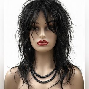 Edgy Gunmetal & Cobalt Blue Woven
Double-Strand Chain Necklace